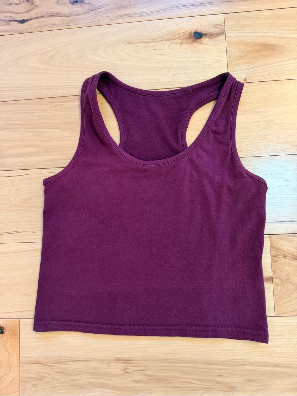 Women's Cropped Racerback Tank Top Plum Size S